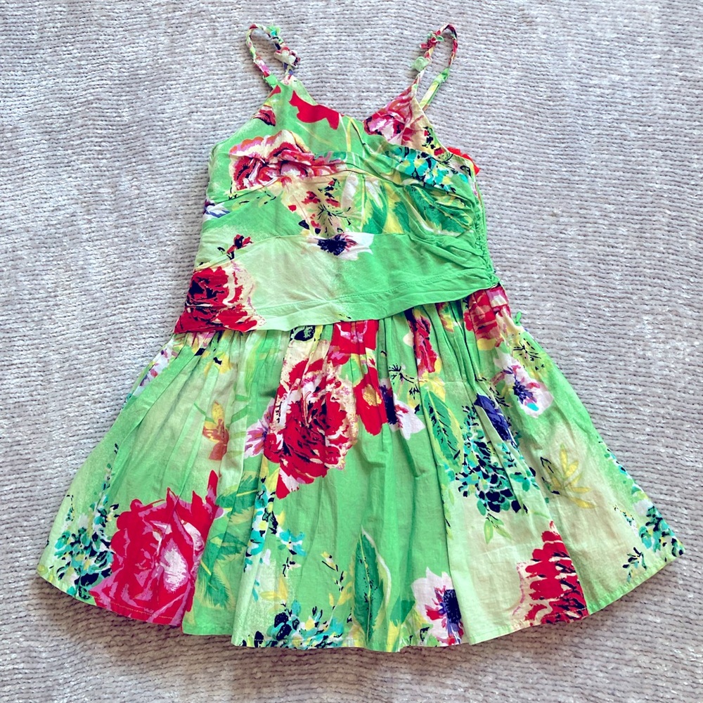 Eliane Et Lena Paris Floral Cotton Circle Dress Tropical‎ Garden Size 6